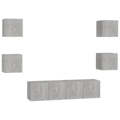 Produktbild von 6-tlg. TV-Schrank-Set Betongrau Holzwerkstoff