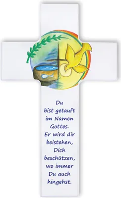 Produktbild von FRITZ COX Holzkreuz zur Taufe | schönes Geschenk zur Taufe | Wandkreuz aus Holz |  Germany | weiß | 20cm