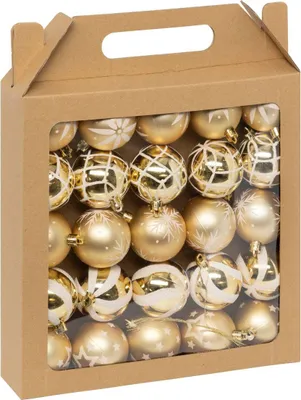 Image de Boules de Noël "Colorama de Noël" Set de 25 boules en plastique D 6 cm Or blanc