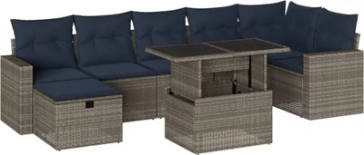 Image de vidaXL Ensemble de 8 canapés de jardin avec coussins, gris, polyrattan