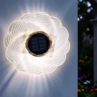 Image de 2.06 Applique solaire ronde - env. Ø 18,5 cm x 4 cm - 12 LED blanc chaud