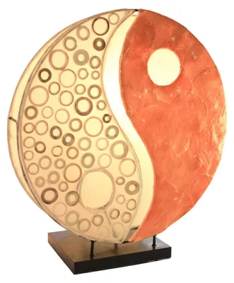 Produktbild von Tischlampe Ying Yang Orange 30cm Capiz Bambus Handarbeit