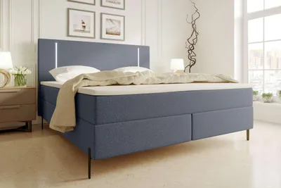 Produktbild von 99rooms Favon Boxspringbett Strukturstoff NEVE Blau 140x200 cm