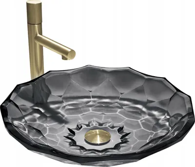 Produktbild von Badezimmer Waschbecken Arbeitsplatte Waschschüssel Rund Schwarz 44,5x44,5x12,2 cm
