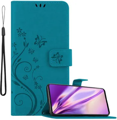 Produktbild von Cadorabo Hülle für Samsung Galaxy A51 4G / M40s Schutz Hülle in Blau Schutzhülle Handy Hülle Etui Case Blumen Flower