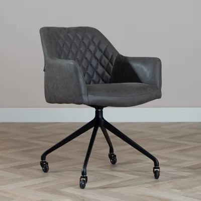 Produktbild von Bronx71 Esszimmerstuhl Leder Levi mit Rollen Anthrazit