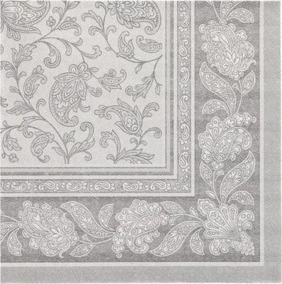 Produktbild von Servietten "ROYAL Collection" 1/4-Falz 40 cm x 40 cm grau "Ornaments" , 8 x 20 Stück