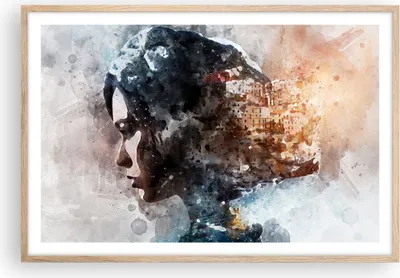 Produktbild von Gerahmtes Poster - Rahmen in heller Eiche - Frau Abstraktion - 91,5x61 cm - Wand Bild - Wanddeko - Wandbilder - Kunstposter - Wandposter - Bilderrahmen - Bilder - Kunstdruck - Wandbild P2NAA91x61-3956