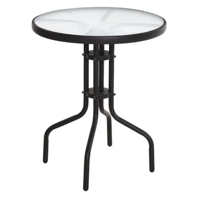 Produktbild von Metall Glastisch in schwarz - Ø 60 cm - Modell: RUND