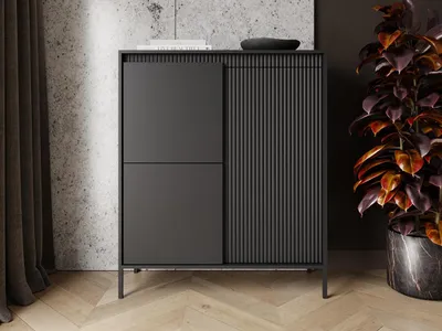 Produktbild von GrainGold Kommode Sorano - Kommode mit Türen - Sideboard, TV-Kommode - Kommode Schwarz