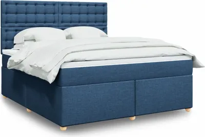 Produktbild von vidaXL Boxspringbett mit Matratze Blau 180x200 cm Stoff