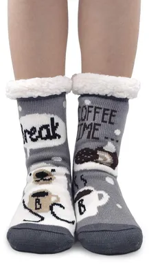 Produktbild von Damen Hüttensocken mit ABS Antirutschsohle Eisbär Grau 35-41 1 Paar