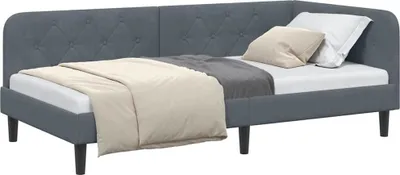 Image de vidaXL Cadre de lit d'angle gris foncé 90 x 200 cm Velours