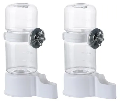 Obrázek produktu pro Automatické napajedlo pro ptáky - 2 kusy - Napajedlo pro ptáky - Plastové - Vhodné pro andulky - Objem 90 ml - Napajedlo pro ptáky