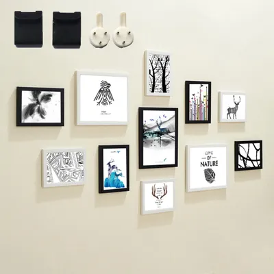 Produktbild von Bilderrahmen, 11er Set Schwarz-Weiß-Posterrahmen, 10-Zoll-Porträtrahmen, 7-Zoll-Wanddekorations-Fotorahmen, Moderne Fotorahmen Collage