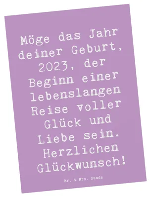 Produktbild von Mr. & Mrs. Panda Postkarte Spruch 2023 Geburtstag - Lavendeltraum - Geschenk, Liebe, Geburtstagsgeschenk, Happy Birthday, Fotokarte, Postkarten, Geschenke für, bildkarte