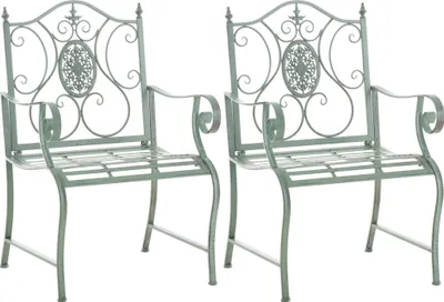 Produktbild von CLP 2er Set Gartenstühle Punjab mit Armlehnen antik-grün