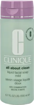 Produktbild von Clinique All About Clean Liquid Facial Soap, Reinigungsmousse, Frauen, Mischhaut, trockene Haut, Reinigend, Feuchtigkeitsspendend, Auffrischend, Flasche, Paraben