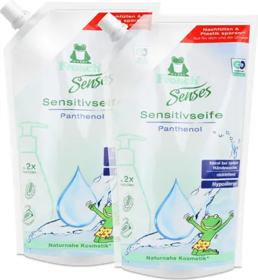 Produktbild von Frosch Senses Sensitivseife Panthenol Handseife 500ml Nachfüllbeutel (2er Pack)