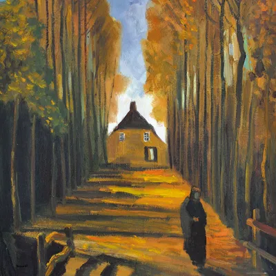 Zdjęcie produktu dla Vincent Van Gogh Art Print Obraz - Aleja topolowa jesienią, 1884 (70 x 70 cm)