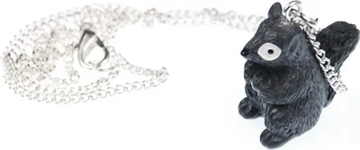 Produktbild von Grauhörnchen Kette Halskette Miniblings 45cm Eichhörnchen Nuss Wald Tier grau