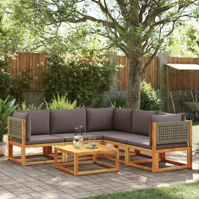 Produktbild von "Rabatt" 6-tlg. Gartensofa-Set mit Kissen Holz Akazie & Rattan - Lounge-Dining set CC10942