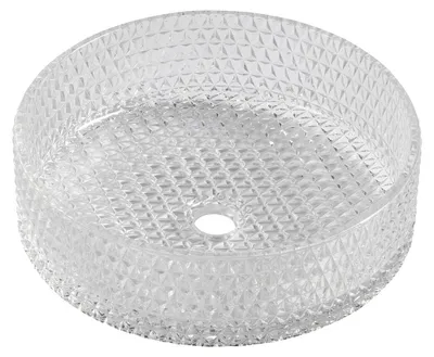 Productafbeelding van Sapho MARAGUA glazen wastafel met ingegraveerd design, opzetmodel. 39,5 cm, helder glas