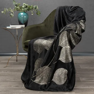 Produktbild von Eurofirany Decke Wohndecke Sofadecke Flano GINKO2 150x200 cm schwarz