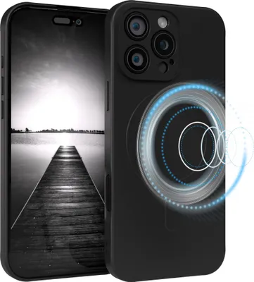 Produktbild von EAZY CASE - Silikonhülle magnetisch für Apple iPhone 16 Pro Max, Hülle Silikon, weich stoßfeste Magnet Handyhülle, Schutzhülle mit Kameraschutz, TPU Bumper in Schwarz