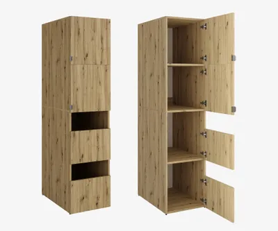 Produktbild von Hochschrank Badschrank Beatrice 187 x 45 x 65 cm Wäscheschrank Badregal Schrank für das Badezimmer Eiche Artisan