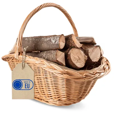 Obrázek produktu pro Creative Home Nosič dřeva Krbový koš na dřevo Krbový koš Přepravní koš 60 x 40 x 39 cm Úložný oválný koš na dřevo Proutěný koš na palivové dřevo / dřevo Brown