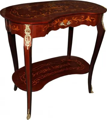 Immagine prodotto di Consolle da tavolo in stile barocco "Casa Padrino", con cassetti, in marrone e con intarsi, a forma di rene, dimensioni 81 x 45 x 80 cm, stile antico, ideale come tavolino telefono