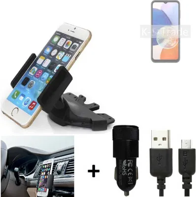 Produktbild von TOP SET K-S-Trade Autohalterung kompatibel mit Samsung Galaxy A14 5G CD Schlitz Halterung KFZ-Halter Radio Handy Halterung 360° drehbar DVD-Schacht