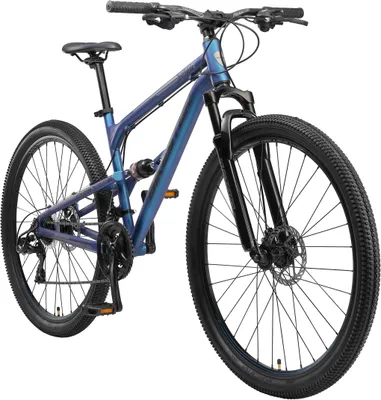 Produktbild von BIKESTAR Vollgefedert Aluminium Mountainbike 29 Zoll, 21 Gang Shimano Schaltung mit Scheibenbremse | 17,5 Zoll Rahmen Fully MTB Erwachsenen- und Jugendfahrrad | Blau
