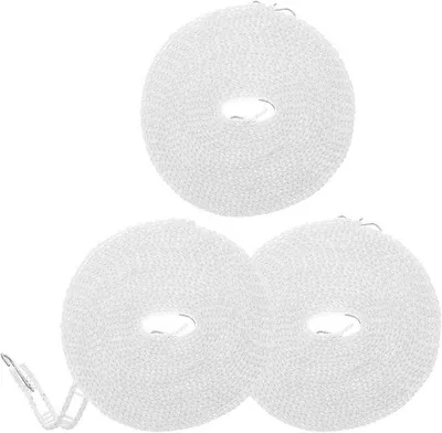 Produktbild von 3-teilige, winddichte, verstellbare Nylon-Wäscheleine, weiß, für Camping