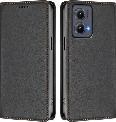 Produktbild von Handyhülle für Motorola Edge 2024, Kunstleder Klapphülle Stoßfeste Magnetische Hülle mit Ständer Schwarz