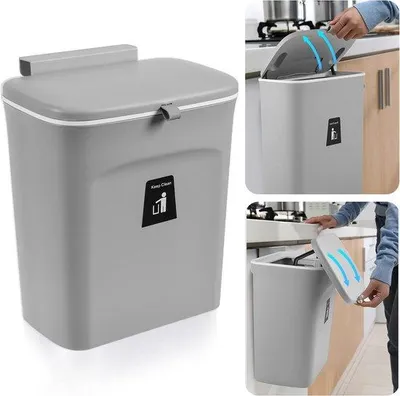Image de Petite poubelle de cuisine, 9 l, à suspendre, en plastique, pour camping-cars