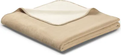Produktbild von Biederlack Plaid mit Zierstich Doubleface Farbe oasis-ecru Größe 150 x 200