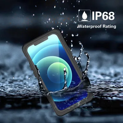 Obrázek produktu pro Vodotěsné pouzdro kompatibilní s iPhone 12 Pro, pouzdro s integrovanou ochranou displeje, černé / čiré