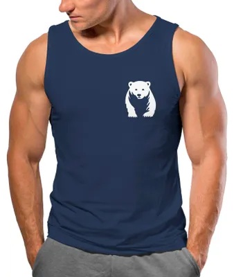 Produktbild von Herren Tank-Top Aufdruck Brustprint Logo Bär Natur Outdoor Fashion Streetstyle Muskelshirt Neverless® navy XL