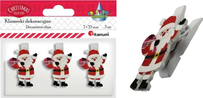 Immagine prodotto di Mollette decorative in legno Babbo Natale 3 pz Titanum