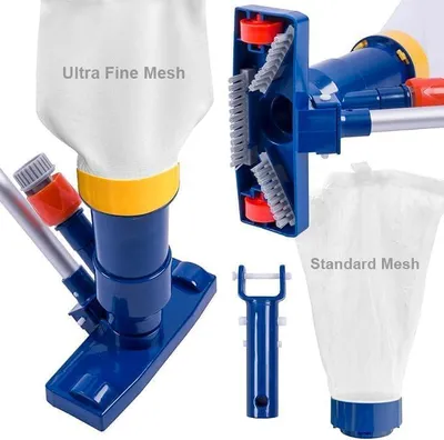 Immagine prodotto di Aspirapolvere per piscine manuale, con sacco filtrante a maglia fine e asta da 142 cm