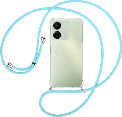 Produktbild von Handykette Backcover-Schutzhülle mit Band (Metall silberfarben) für Xiaomi Redmi 13C (6.71'') - himmelblau