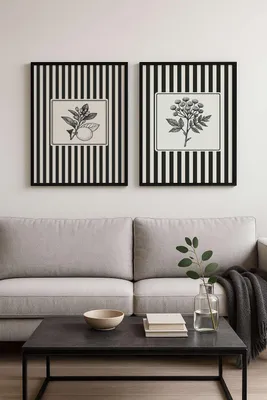 Produktbild von Wallity, Dekoratives Gerahmtes MDF Gemälde (2 Stück), 50 x 70 cm | 100% MDF (3 mm), Rahmen: 100% MASSIVHOLZ (2,5 cm) | Stilvolle Wanddekoration für jedes Zuhause.