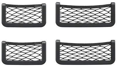 Produktbild von Set mit 6 selbstklebenden Aufbewahrungsnetzen, schwarzer Kunststoff, 20 x 8 cm und 15 x 8 cm, für Auto/Wohnmobil