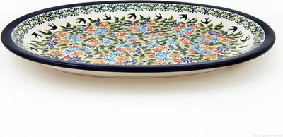 Produktbild von Original Bunzlauer Keramik große ovale Servierplatte Platte Teller 34x26,7x2,8 cm Design DU182