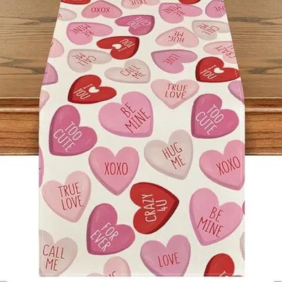 Immagine prodotto di Tovaglia 33×180 cm, in poliestere di alta qualità, resistente e lavabile in lavatrice, ideale per occasioni speciali e per San Valentino, decorazione colorata