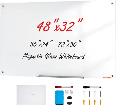 Zdjęcie produktu dla Tablica magnetyczna szklana biała ścienna 120 x 80 cm