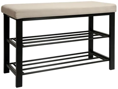 Produktbild von Schuhbank mit Polster - 81x32x50 Schuhregal mit Sitzfläche - Garderobenbank Flur
