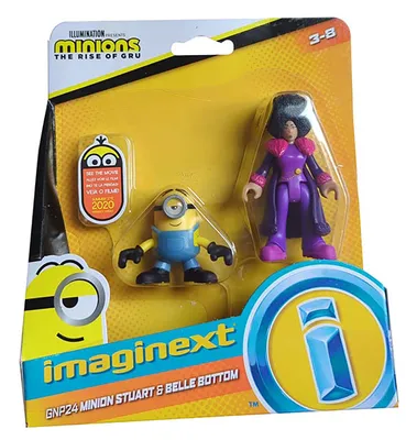 Immagine prodotto di Fisher-Price GNP24 Illumination Presenta Minions l'ascesa di Gru Minion Stuart e Belle Bottom Figure mobili 7 cm Play Set per bambini